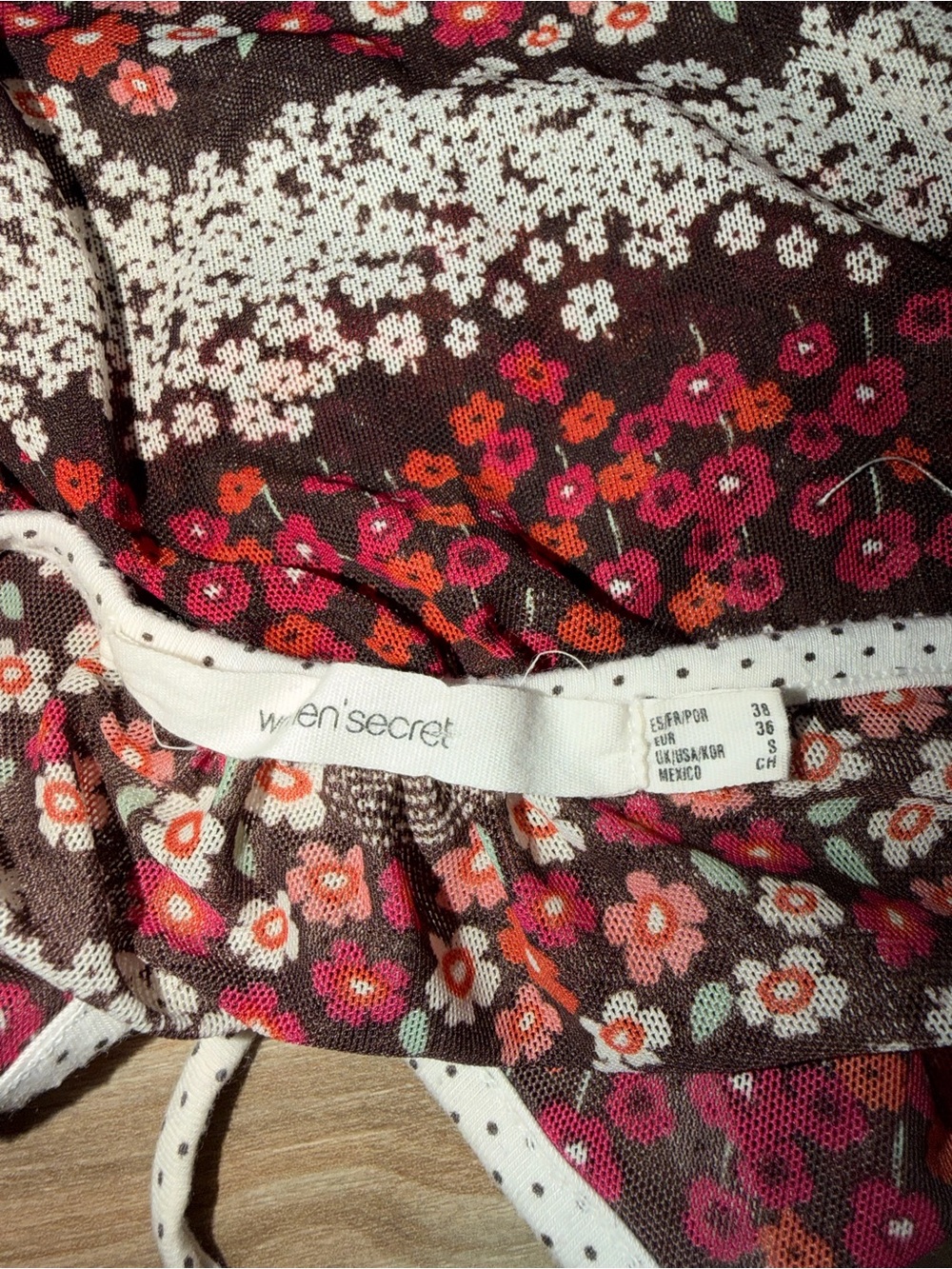 Floral Stripe Spaghetti Strap Chemise - Red & Cream - Picture 3 of 3